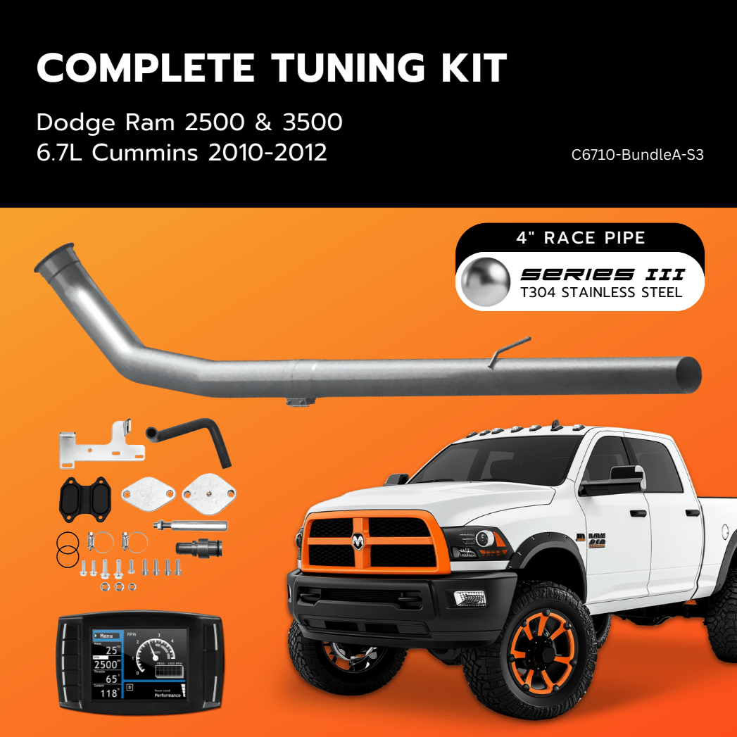 4" Race Pipe - 304 Stainless Steel Ram Cummins 6.7L DPF DEF EGR Delete Kit 2010-2012