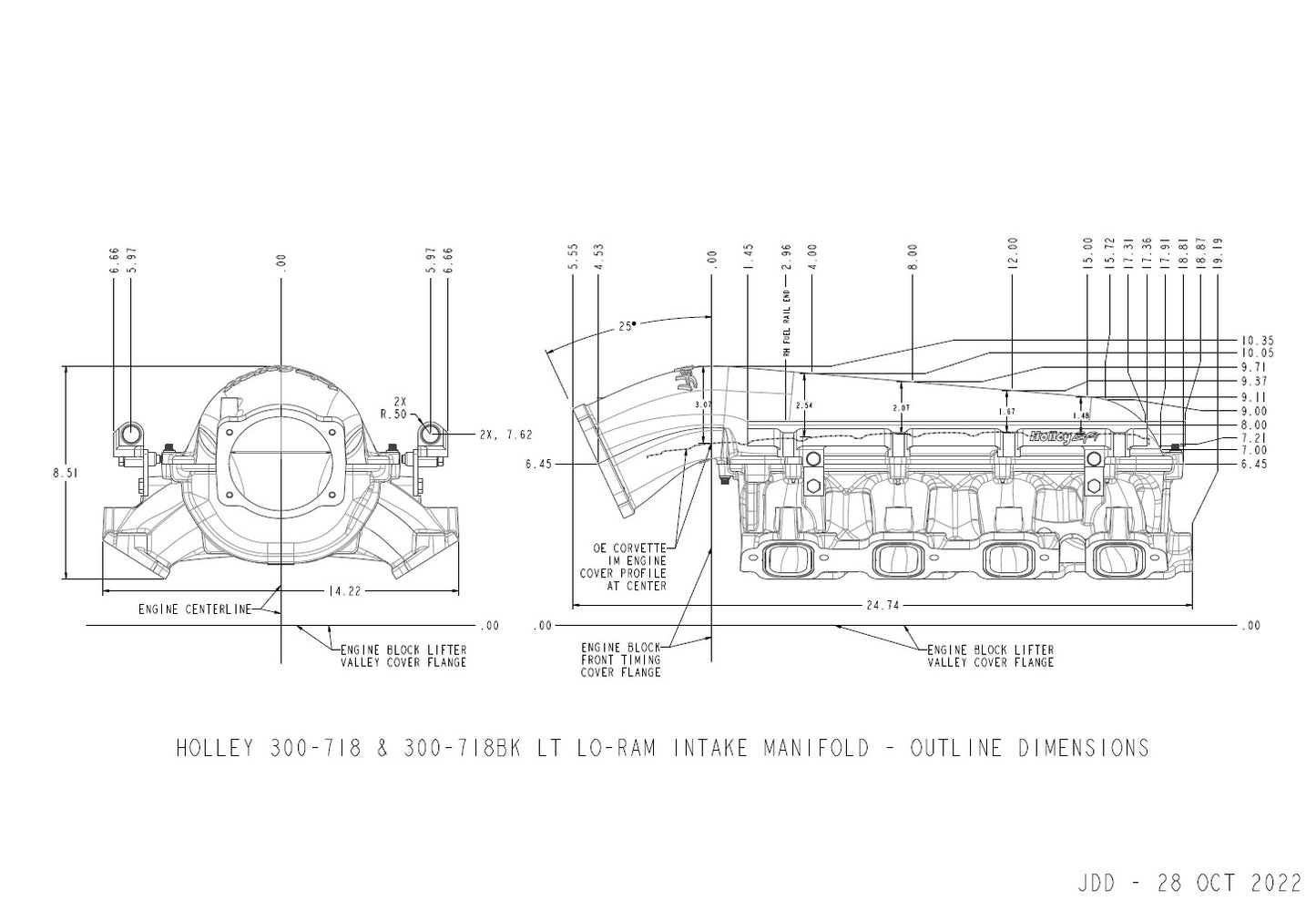 Holley Lo-Ram Manifold Kit and Port Injection Fuel Rails - GM Gen V LT