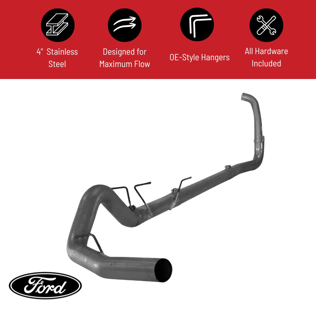 Turbo Back Race Exhaust System - 4 inch stainless steel - Ford Powerstroke 6.0L - 2003-2007