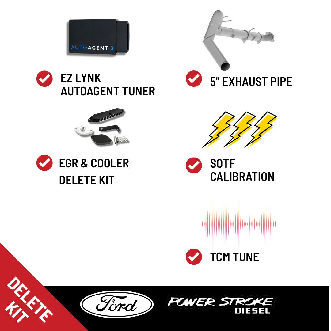 All In One Delete Kit - DPF DEF EGR  - TCM tune - SOTF - 5 inch exhaust pipe -  Ford Powerstroke 6.7L - 2020-2022