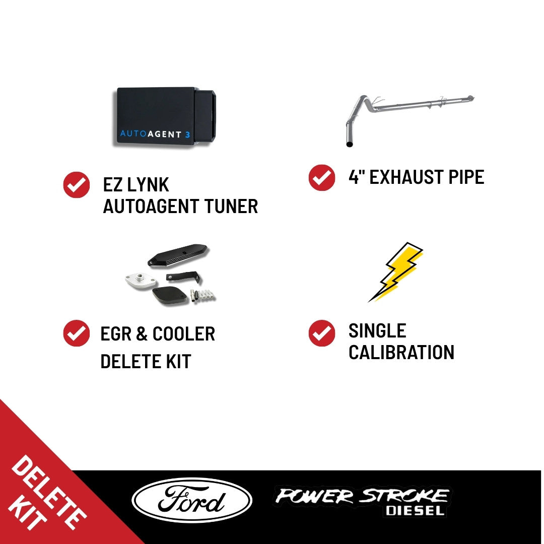 All In One Delete Kit - DPF DEF EGR - 4 inch exhaust pipe - Ford Powerstroke 6.7L - 2020-2022