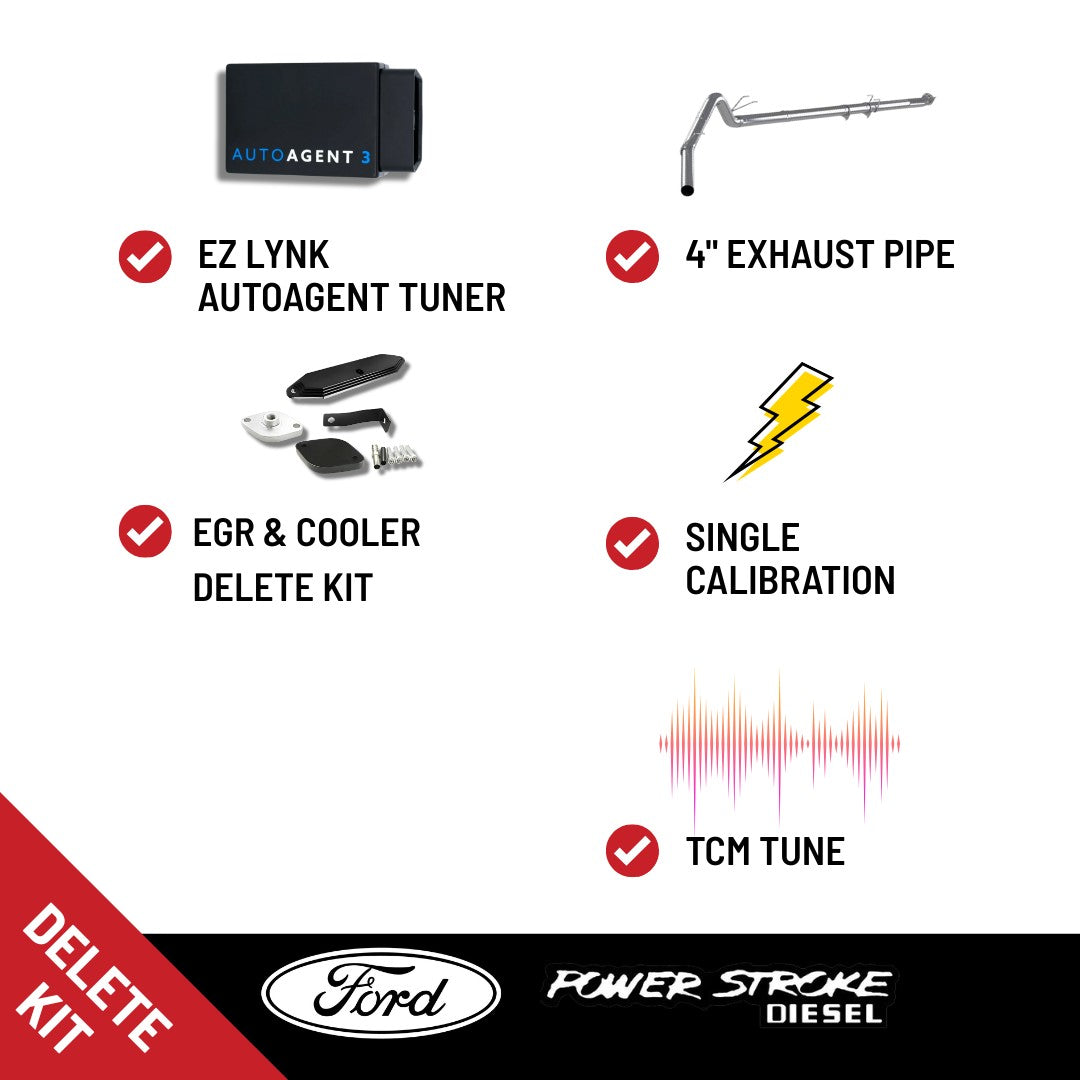 All In One Delete Kit - DPF DEF EGR  - TCM tune - 4 inch exhaust pipe -  Ford Powerstroke 6.7L - 2020-2022