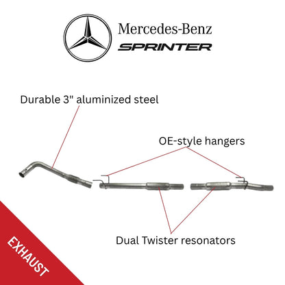 Mercedes Sprinter 3.0L 3" DPF Delete Performance Exhaust (2010-2018)