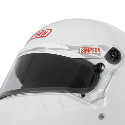 Simpson Vudo SA2025 helmet – White –visor view