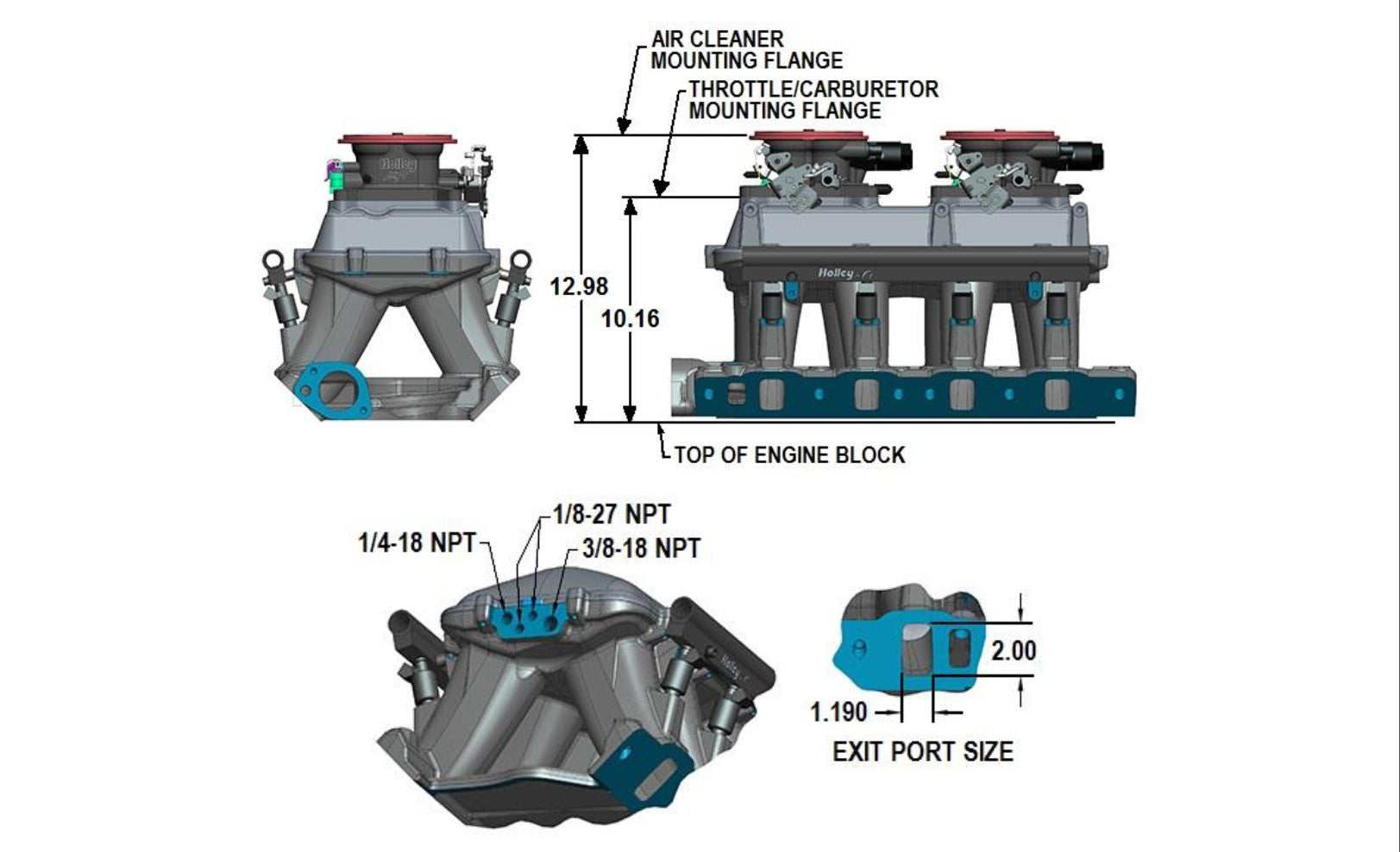 Holley 351W Ford Hi-Ram EFI Manifold
