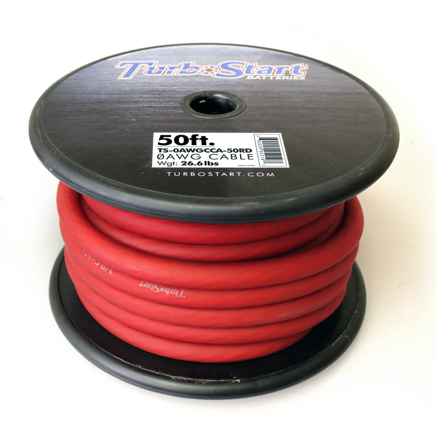 TurboStart 0 AWG red battery cable – 50ft heavy-duty automotive power wire