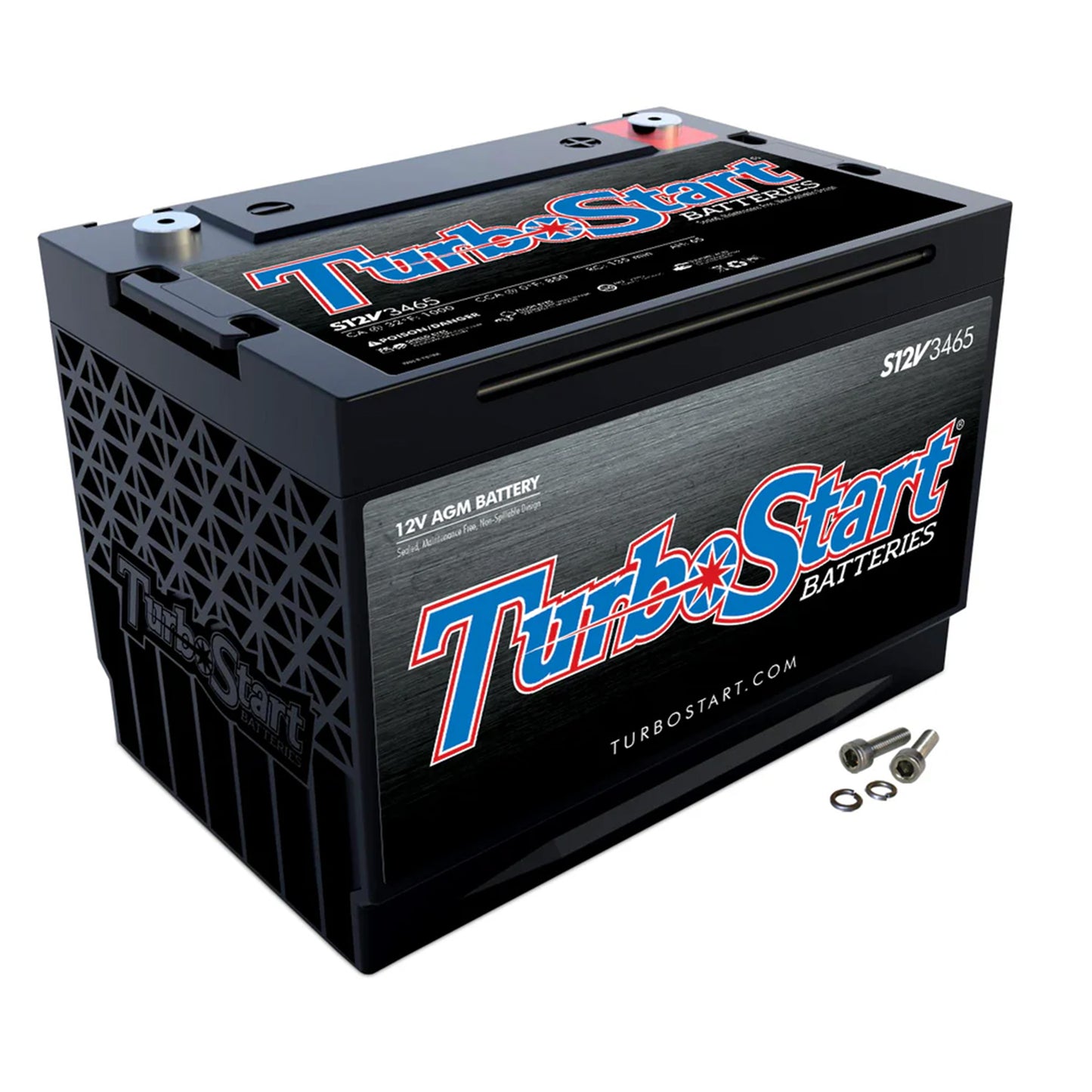 TurboStart S12V3465 12V AGM racing battery for drag racing, circle track, and high-performance automotive applications