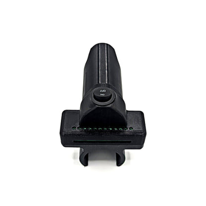 A black plastic automotive or industrial control knob with a rectangular base and a small button labeled '40 mm' in the center, shown on a plain white background.