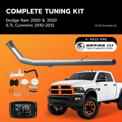 4" Race Pipe - 304 Stainless Steel Ram Cummins 6.7L DPF DEF EGR Delete Kit 2010-2012