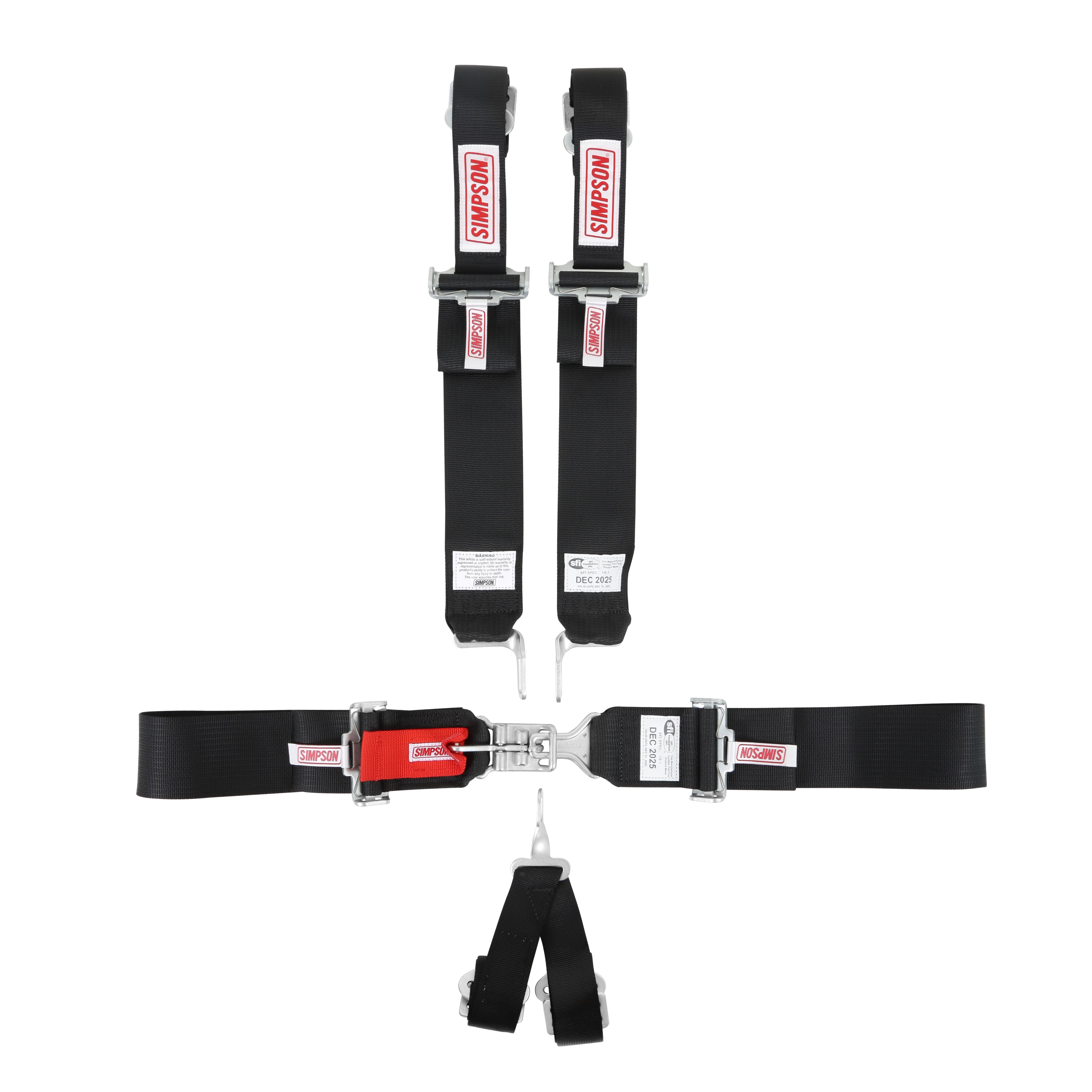 Simpson Racing Lcl 55" Lap Bolt-In 5-Point Pull-Down Harness - Black