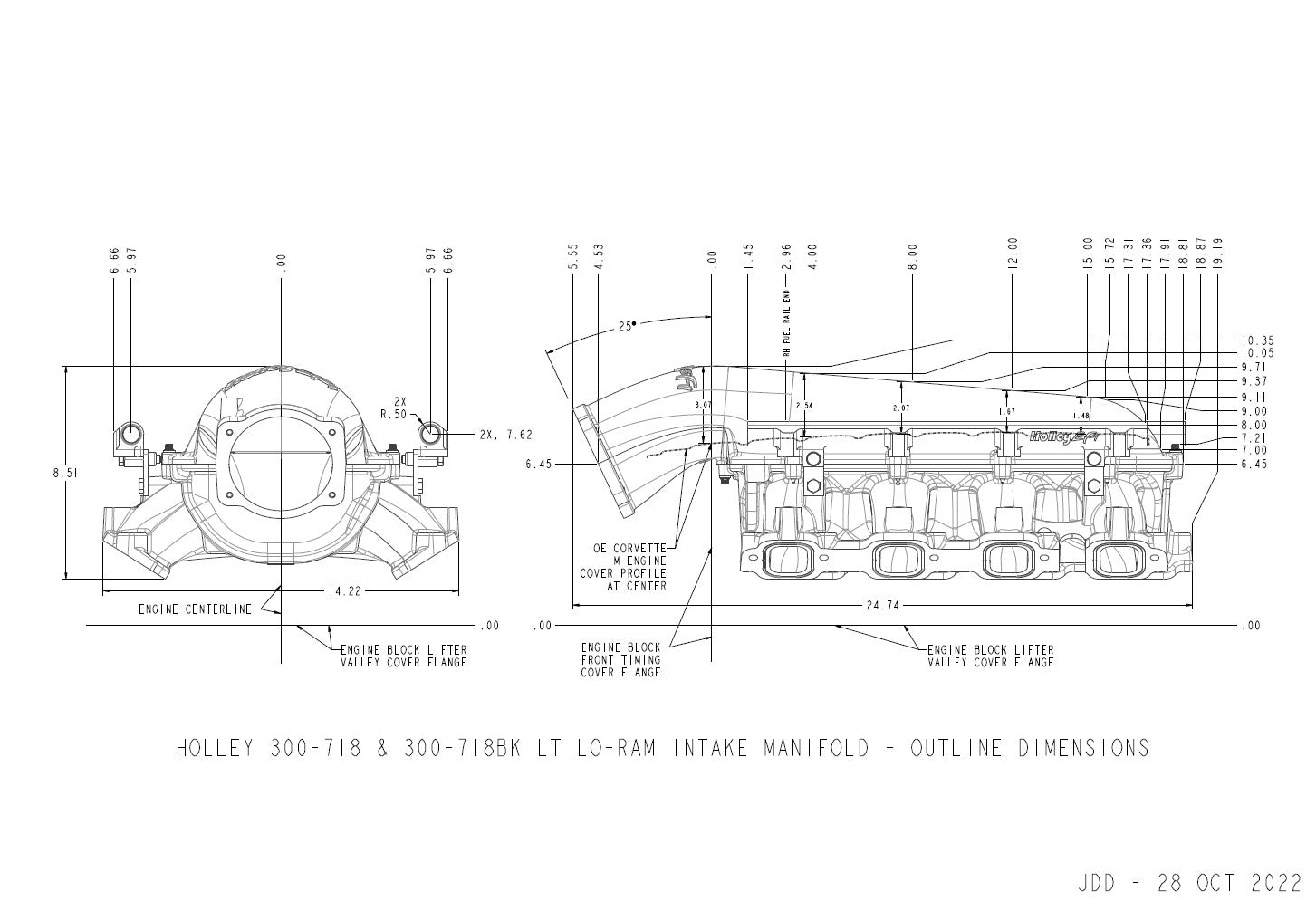 Holley Lo-Ram Manifold Kit and Port Injection Fuel Rails - GM Gen V LT