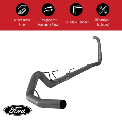 Turbo Back Race Exhaust System - 4 inch stainless steel - Ford Powerstroke 6.0L - 2003-2007