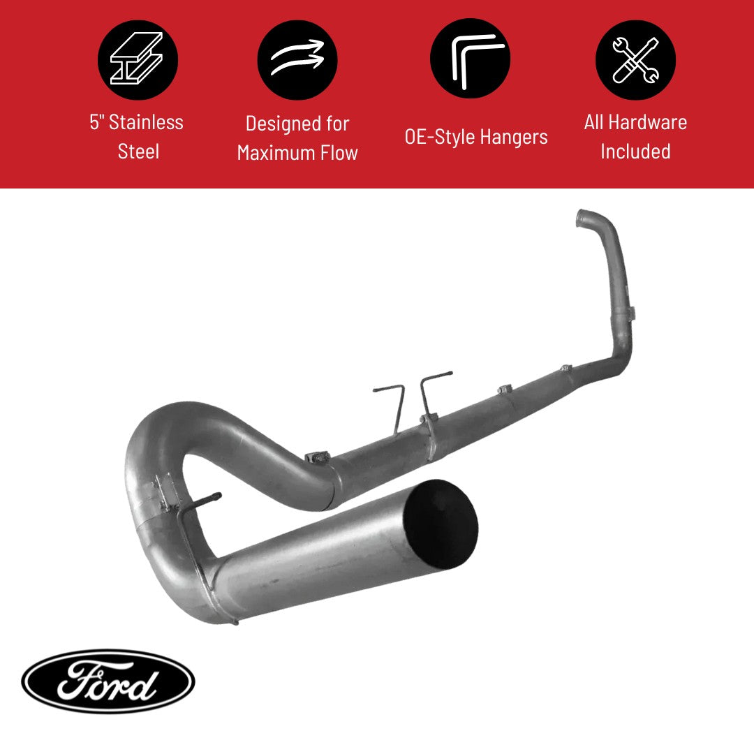 Turbo Back Race Exhaust System - 5 inch stainless steel - Ford Powerstroke 6.0L - 2003-2007
