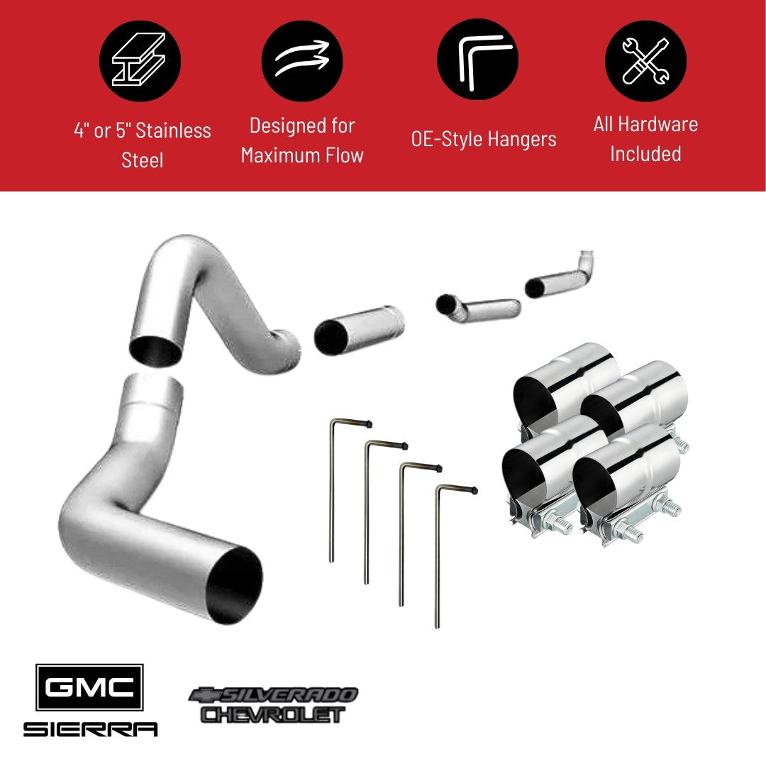 Down pipe Back Race Exhaust - GM Duramax 6.6L - 2001-2007