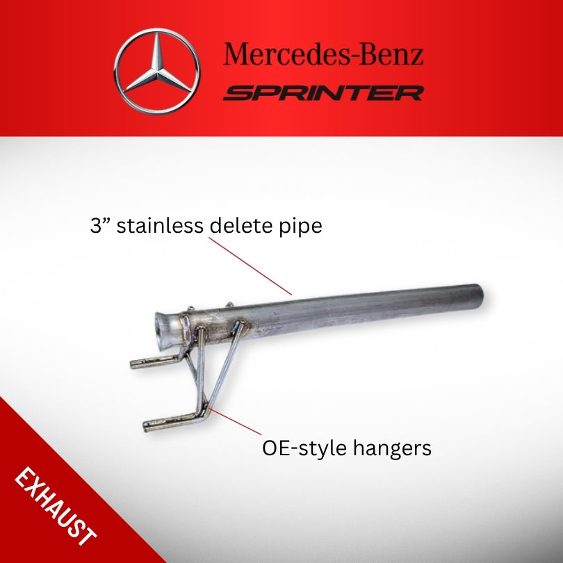 A 3-inch stainless steel delete pipe with OE-style hangers