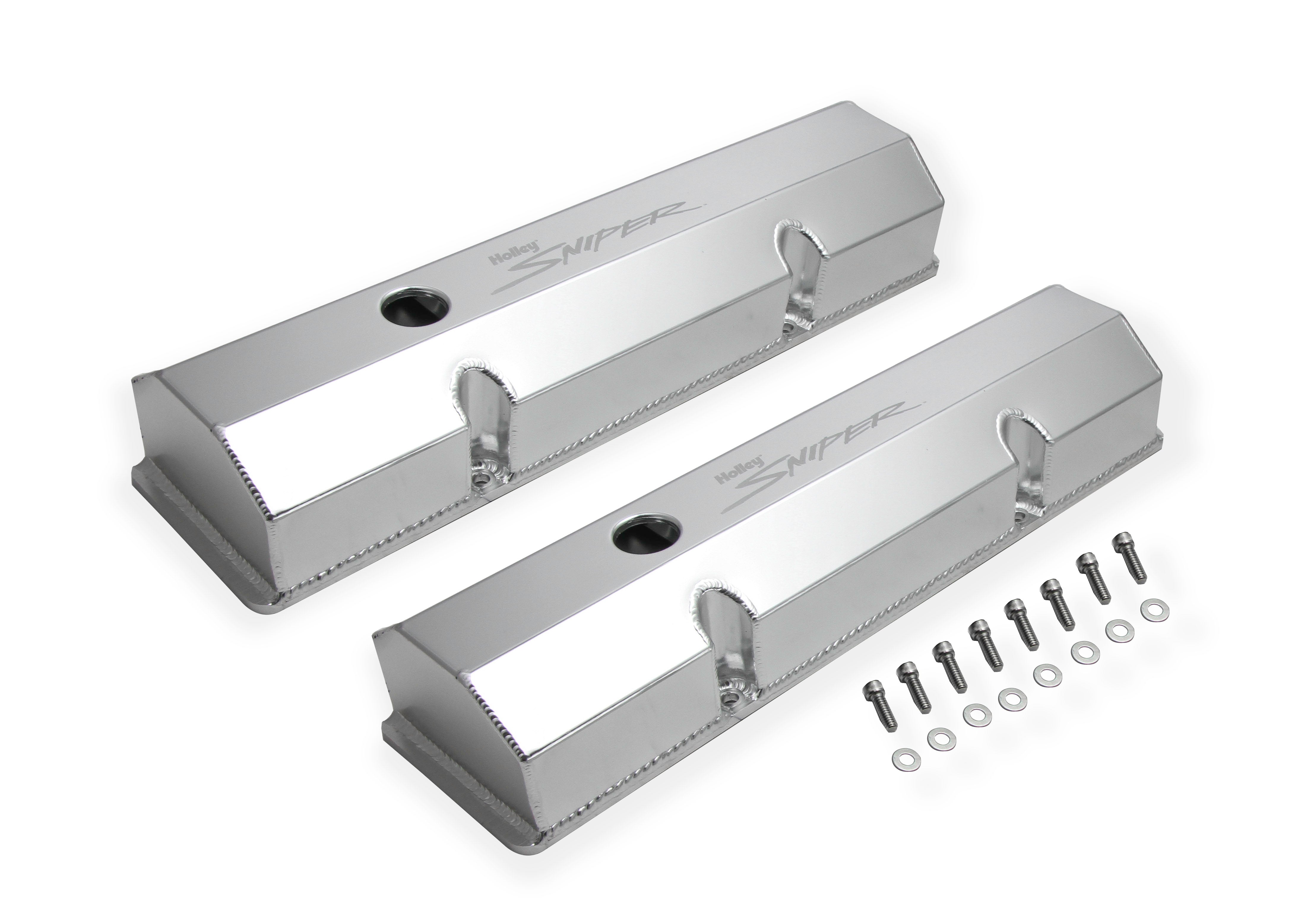 Sniper Valve Cover - Fabricated Aluminum - SBC - Perim Bolt - Flat - Anodized