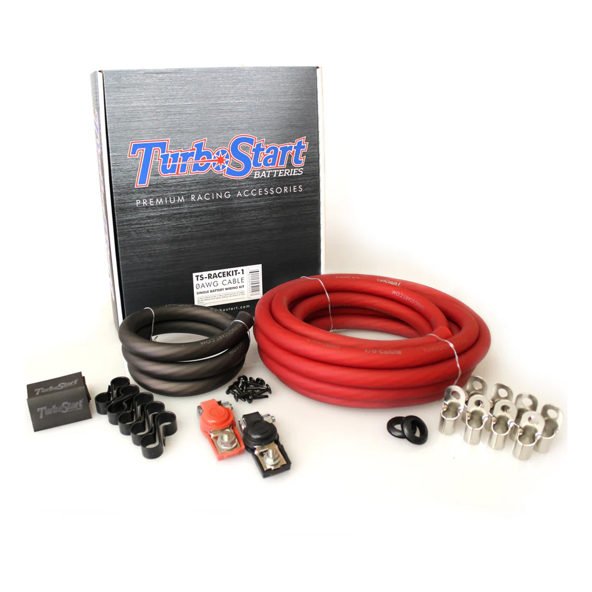 TurboStart RaceKit 1 battery cable kit with red and black 1 AWG automotive power cables
