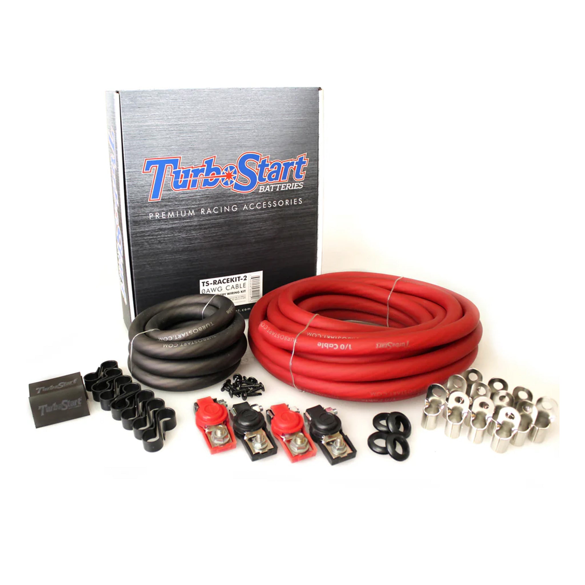 TurboStart RaceKit 2 battery cable kit with red and black 2 AWG automotive power cables