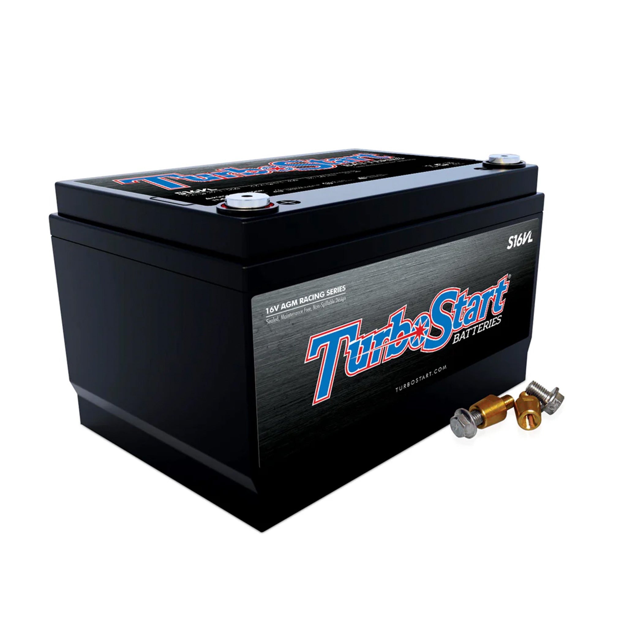 TurboStart S16VL 16-volt AGM racing battery for high-performance and drag racing applications